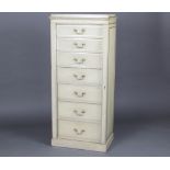 A Victorian grey painted Wellington chest of 7 drawers with swan neck drop handles 125cm h x 55cm