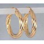 A pair of 9ct yellow gold hoop earrings