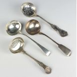 A Victorian silver ladle London 1849 and 3 others, 247 grams