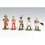 A Britains Napoleonic war figure of Napoleon together with 3 generals and a Delprado figure of a