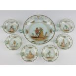 An early 20th Century Continental clear glass 2 handled bowl decorated with a fete gallant scene