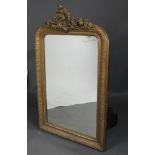A 19th Century French D shaped over mantel mirror contained in a decorative gilt frame 125cm x