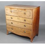 A 19th Century bleached mahogany secretaire chest, the secretaire drawer fitted pigeon holes and