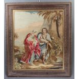 A Victorian woolwork embroidery of Mary & Joseph 60cm x 50cm
