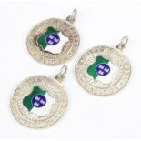 Three silver and enamel sports fobs for cycling 37 grams
