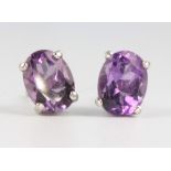 A pair of amethyst and silver ear studs approx. 1.2ct