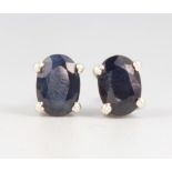A pair of sapphire and silver ear studs 1.2ct
