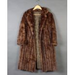 A lady's brown mink full length coat Some wear to the cuffs