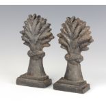 A pair of 19th Century cast iron bookends in the form of sheaths of corn 18cm h x 7cm w x 4cm d