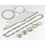 A silver necklace and minor silver jewellery 114 grams