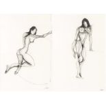 Livco 2000, a pair of charcoal studies of nude ladies 56cm x 38cm