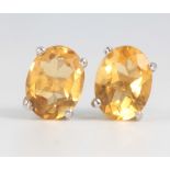 A pair of citrine silver ear studs approx. 1.2ct