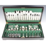 A canteen of silver plated cutlery for 8 contained in a mahogany finished canteen