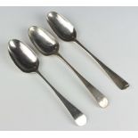 Three Georgian silver table spoons 184 grams