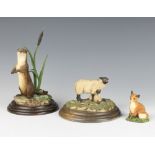 A Country Artists Group Suffolk Ewe and lamb CA37 9cm, a ditto fox cub 6cm and an otter standing