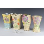 An Arthur Wood square tapered vase decorated with flowers 22cm, 3 others 21cm and an Arthur Wood and