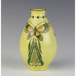 A Shelley Aesthetic baluster vase decorated butterflies, 12 cm h