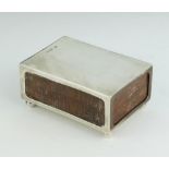 A Victorian silver matchbox sleeve on ball feet, London 1889 9cm x 6cm x 4cm