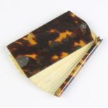 An Edwardian tortoiseshell aide memoire 9cm The pencil is missing