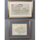 A map of Dorsetshire with coloured borders 19cm x 25cm and a map of Berkshire by Rich Blome with