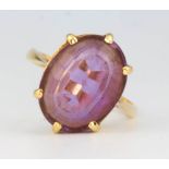 An 18ct yellow gold amethyst ring size O