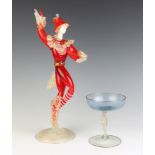 A Murano figure of a female dancer 31cm together with a ditto coupe