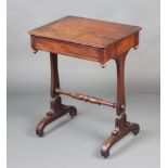 A rectangular Regency mahogany work table fitted a drawer, raised on standard end supports with
