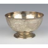 A Victorian silver bowl with engraved floral swags Sheffield 1855, 12cm, 136 grams