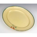 A Clarice Cliff Bizarre oval meat plate of stylised floral decoration 47cm