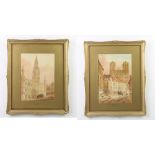 Edward Nevil, a pair of watercolours signed, "Brussels and Rheims", 27cm x 19cm