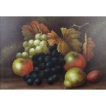 A Steele, oil on board signed, still life study of fruits 24cm x 35cm