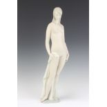 A Lladro figure of a naked lady holding a cloak, matt finish, 47cm