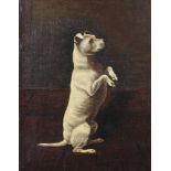 Arthur Batt '06, (1846-1911), oil on board signed, study of a dog sitting on its haunches 21cm x