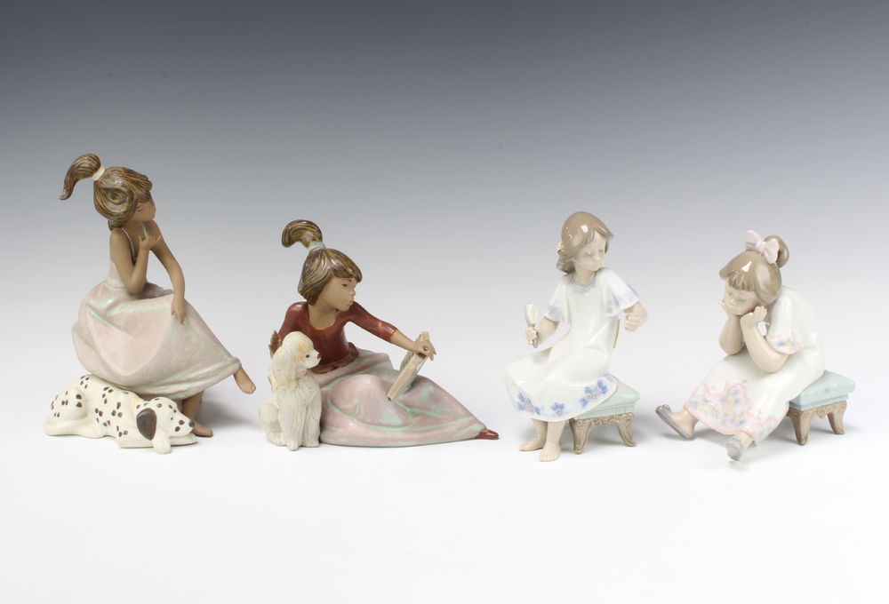 A Lladro matt figure of a lady with telephone and Dalmatian no.2310 (lacking hand set) 20cm, ditto