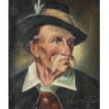 Kunstler, oil on board signed, study of a gentleman 28cm x 23cm