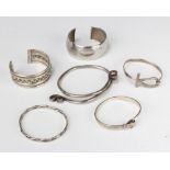 Six silver bangles, 196 grams