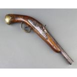A 19th Century percussion lock pistol, the 19cm barrel with proof marks, the lock marked