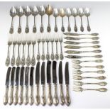 A canteen of 800 standard cutlery comprising 6 dinner forks, 6 dessert forks, 6 fish forks, 6