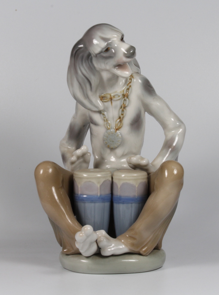 A Lladro 5 piece band of dog musicians 15cm, 20cm, 19cm, 22cm and 22cm - Image 4 of 8