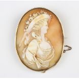 A Victorian oval cameo portrait brooch