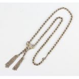 A silver rope twist necklace with tassels 44 grams