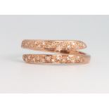 A 9ct rose gold diamond set ring 2.7 grams, size P