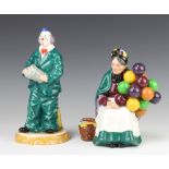 Two Royal Doulton figures - Will He Won't He HN3275 23cm and The Old Balloon Seller HN1315 19cm