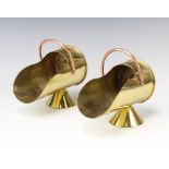 A pair of copper and brass trench art sugar scuttles marked 75 DE C 76 10cm x 16cm x 8cm