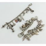 Two silver charm bracelets 119 grams