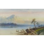 Edwin Earp (1851-1945), watercolour signed, a loch scene with steamer and boats 28cm x 45cm