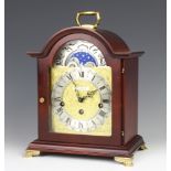 Franz Hermle, a German Georgian style chiming bracket clock, the 14cm arched dial with phases of the