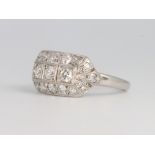 An Art Deco style platinum diamond set ring, size N