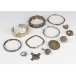 An African silver bracelet and minor silver jewellery 175 grams