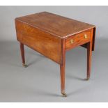 A 19th Century mahogany Pembroke table fitted 2 drawers, raised on square tapered supports with